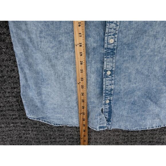 Levis Shirt Mens XL (Large Fit) Blue Acid Wash Denim Short Sleeve Casual Western - Picture 7 of 8